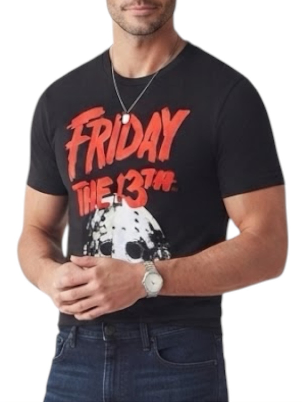 FRIDAY THE 13TH Jason Voorhees Graphic Tee Black Cap Sleeve S Y2K Indie Sleeze